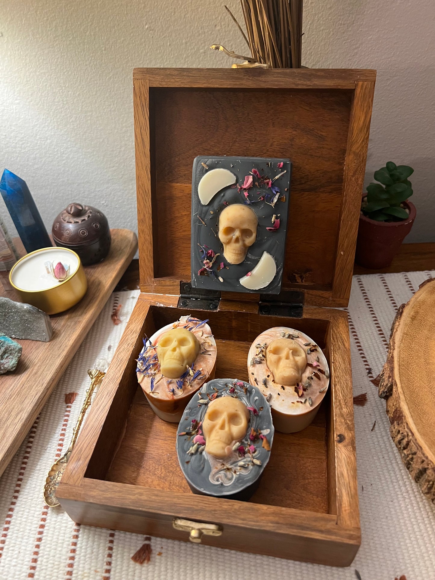 Sage Shadow Natural Cold Process Soap with Skull